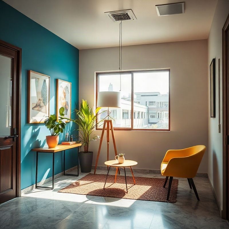 Recepção do escritório da Ecologycompassx em Brasília com luz natural